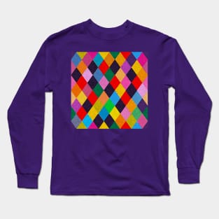 MARDI GRAS HARLEQUIN PATTERN Colorful Rhombi Long Sleeve T-Shirt